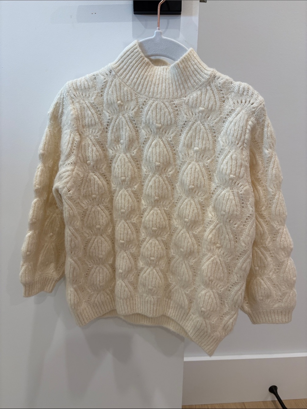 Zara Cream Cable Turtleneck Sweater